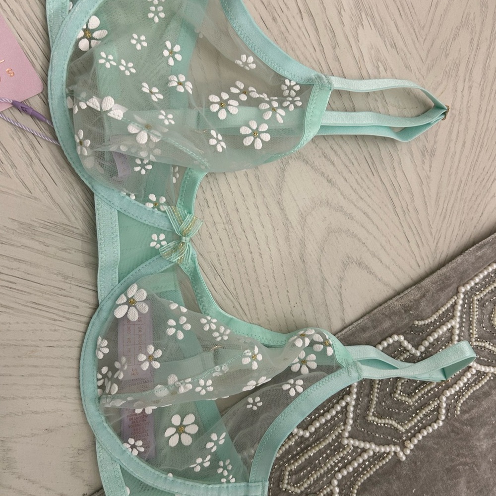 FENTY By RIHANNA Mint Green Floral Lingerie Set - Picture 3 of 10